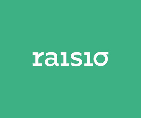 Vihreä tausta, jossa Raision logo.