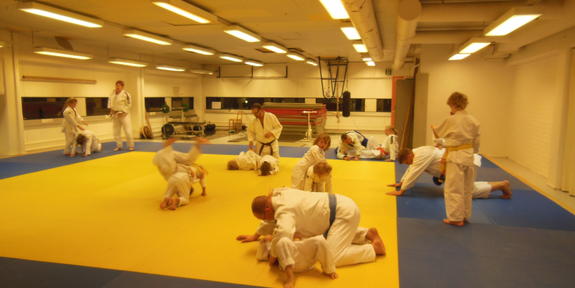 Judoharrastajia treenaamassa.